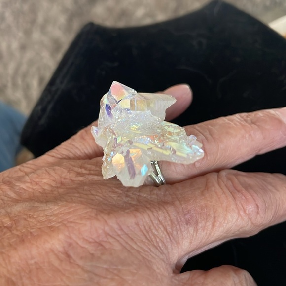 Vintage Aura clear crystal adjustable ring - Picture 3 of 7